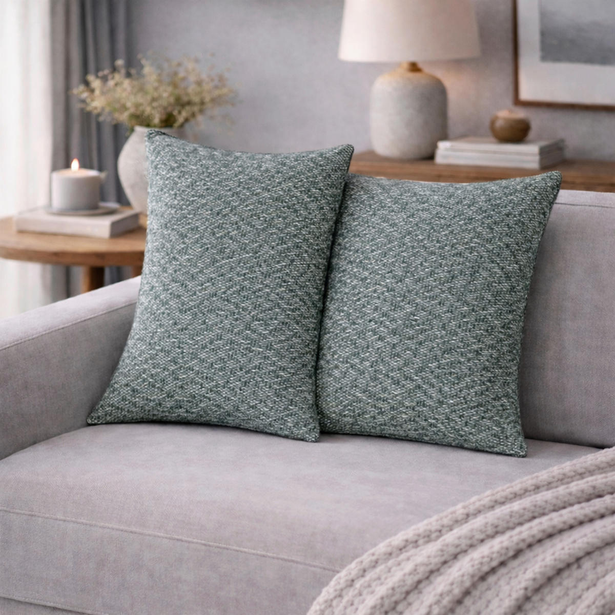 KISSENHÜLLEN-SET FJELLA 40/40 cm  - Petrol, Basics, Textil (40/40cm)