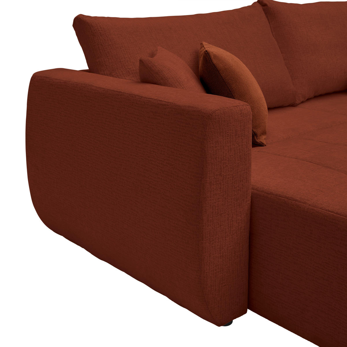 SCHLAFSOFA in Chenille, Jacquard Rostfarben  - Rostfarben/Schwarz, Kunststoff/Textil (245/74-90/104cm) - MID.YOU