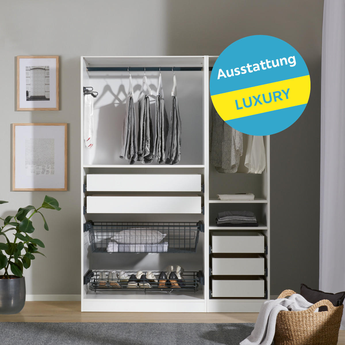 Offener Kleiderschrank Mit Laden 136,7 Cm Unit Weiß