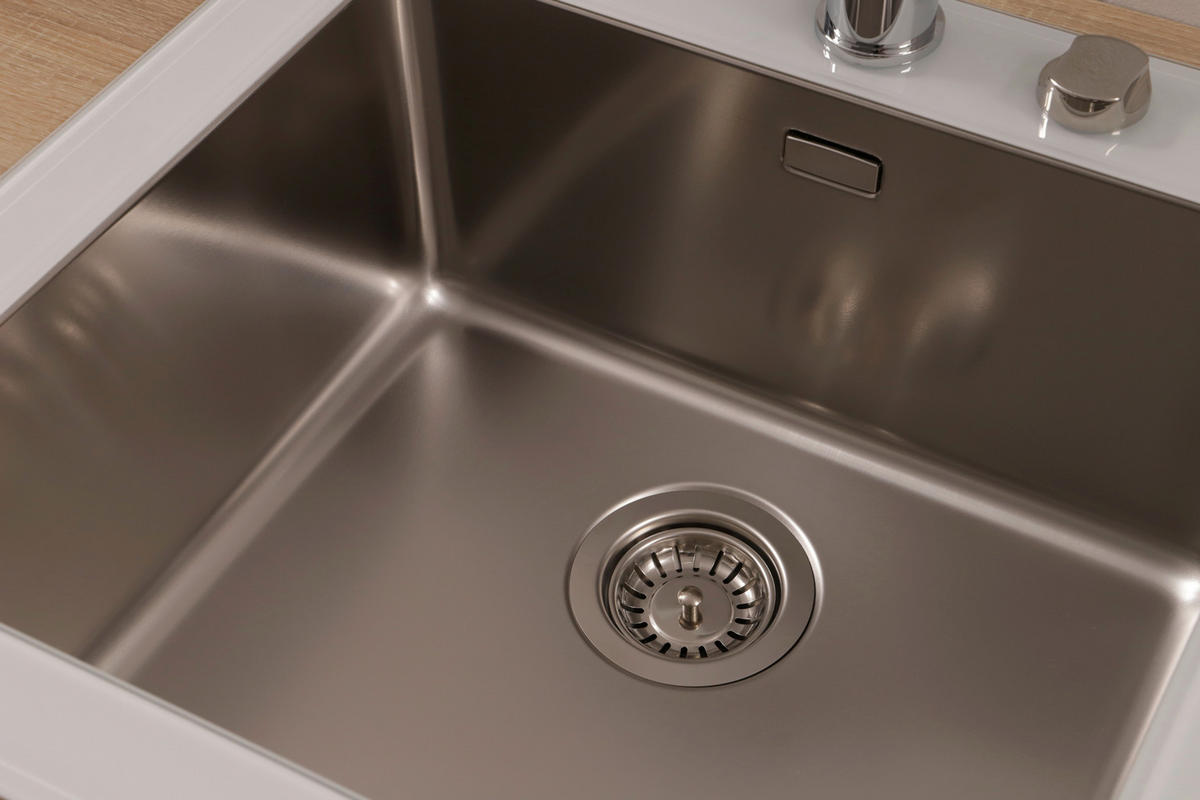SPÜLE 1720NEWYORK55X53W  - Weiß, Trend, Glas/Metall (55/21/53cm) - Respekta