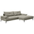 ECKSOFA in Flachgewebe Taupe  - Taupe/Schwarz, KONVENTIONELL, Textil/Metall (294/176cm) - Carryhome