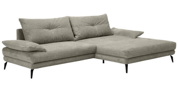 ECKSOFA in Flachgewebe Taupe  - Taupe/Schwarz, KONVENTIONELL, Textil/Metall (294/176cm) - Carryhome