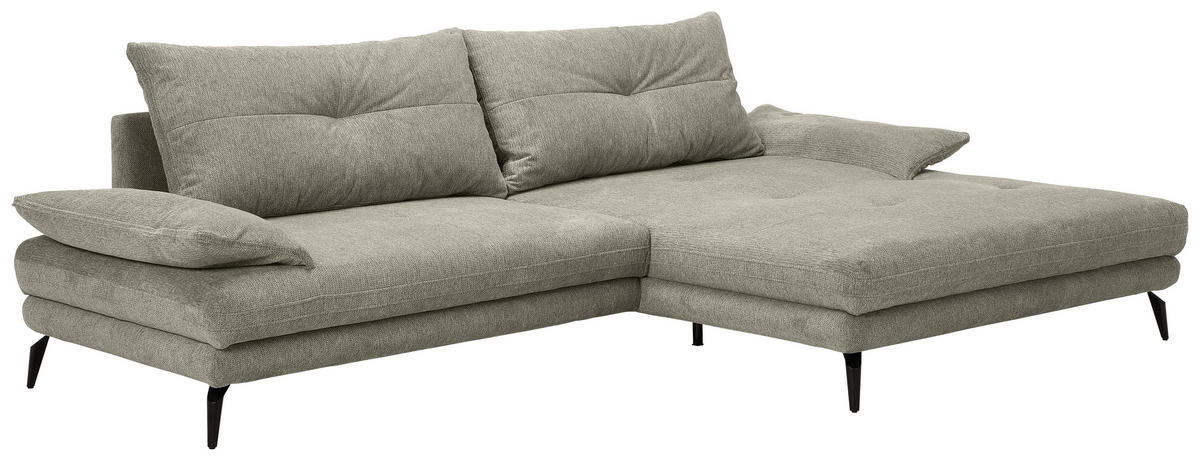 HÖRNSOFFA i flatväv taupe  - svart/taupe, Klassisk, metall/textil (294/176cm) - MID.YOU