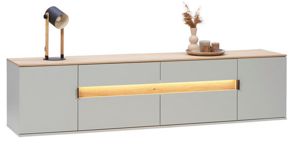 LOWBOARD Asteiche furniert Eichefarben, Hellgrau  - Eichefarben/Hellgrau, Design, Holz/Holzwerkstoff (225,6/54,2/48cm) - Dieter Knoll