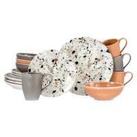 KOMPLETT SERVIS 16 delar 4 personer grå, multicolor, korall Terrazzo Mix  - grå/multicolor, Basics, keramik - Creatable