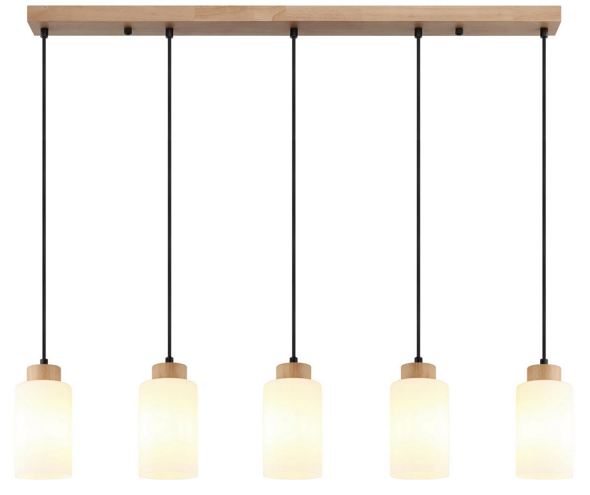 HÄNGELEUCHTE Rowena 100/10/120 cm  - Schwarz/Braun, Design, Glas/Holz (100/10/120cm) - Globo