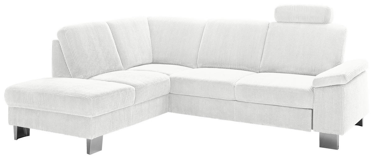 ECKSOFA in Cord Creme  - Edelstahlfarben/Creme, Konventionell, Textil/Metall (200/248cm) - Beldomo System