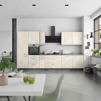 KÜCHENBLOCK Riva 360 cm  in Weiß, Schieferfarben  - Schieferfarben/Edelstahlfarben, MODERN, Holzwerkstoff/Metall (360cm) - Nobilia