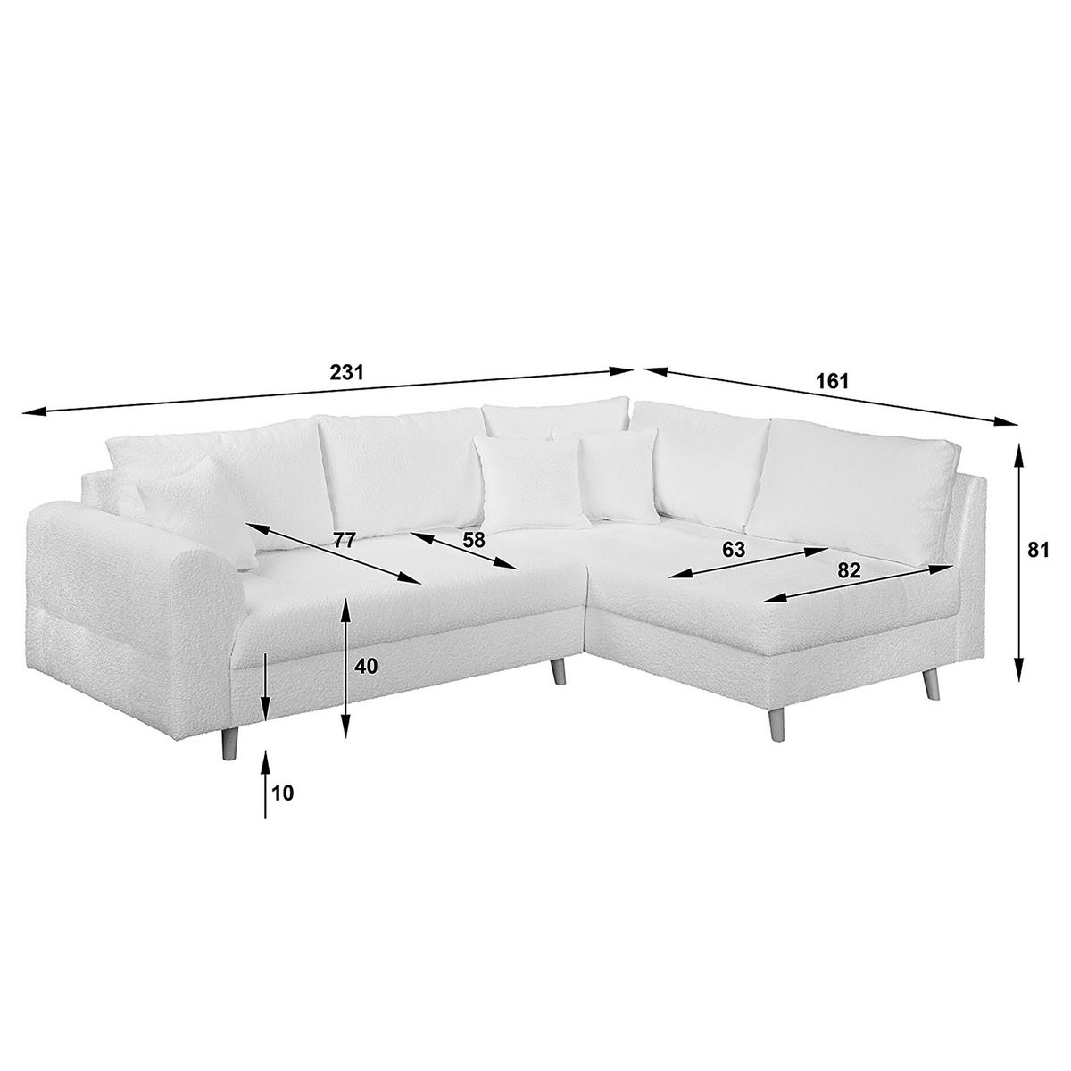 ECKSOFA Ariella in Bouclé Dunkelgrau  231/161 cm  - Dunkelgrau/Naturfarben, Design, Holz/Textil (231/161cm) - Livetastic