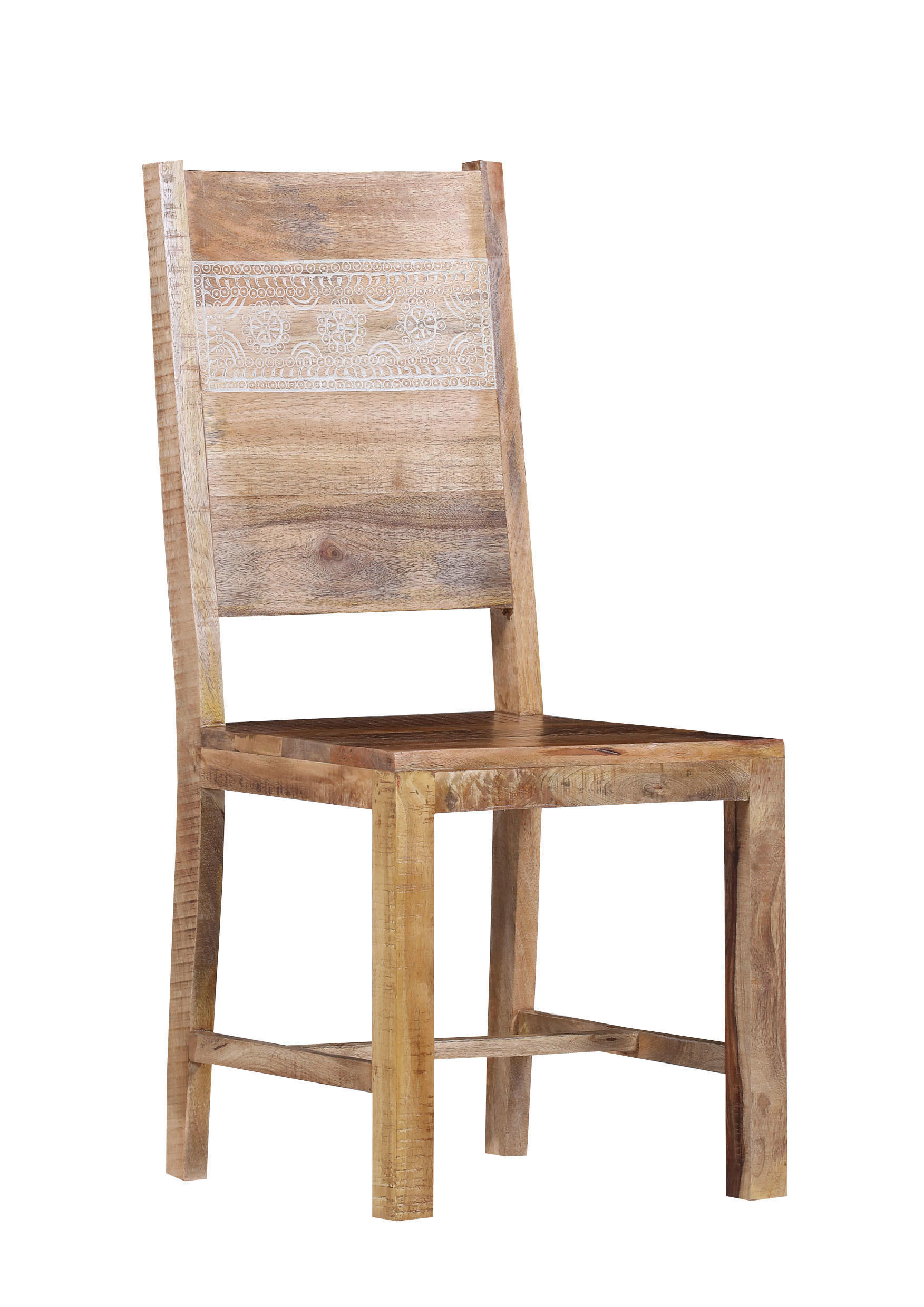STUHL Mangoholz massiv Naturfarben - Naturfarben, Design, Holz (45/101/50cm)