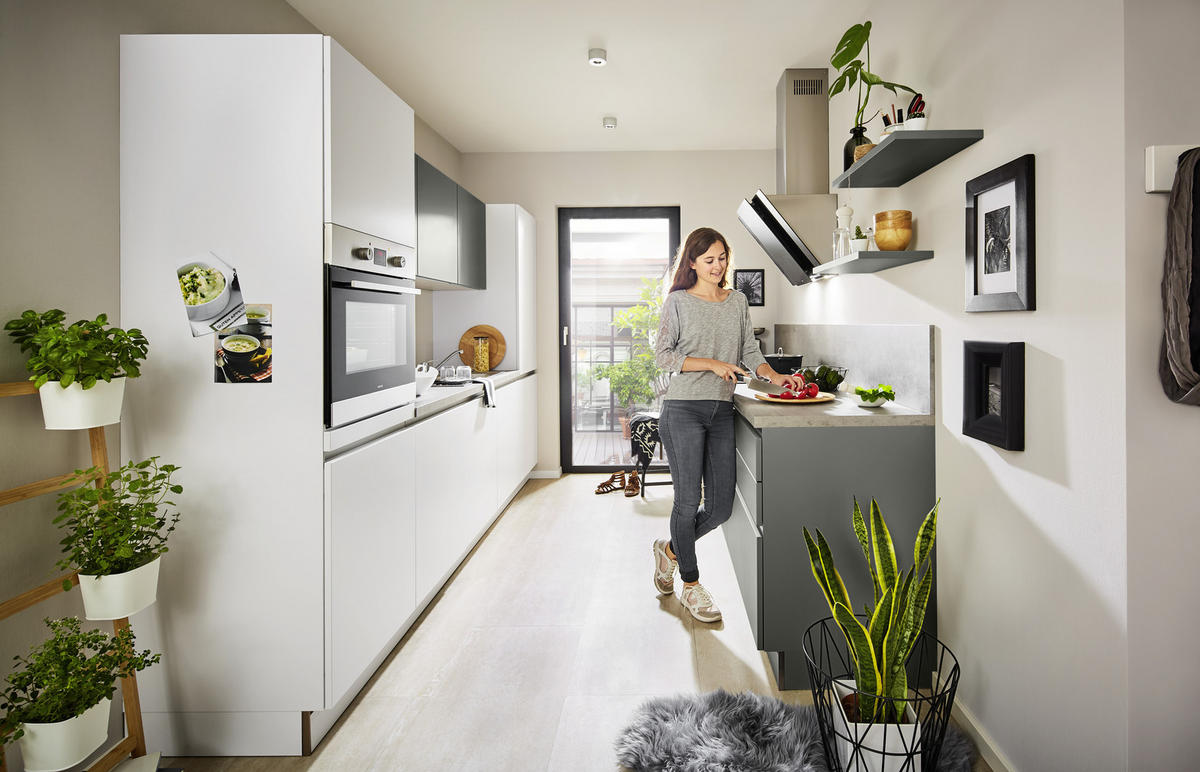 EINBAUKÜCHE MANHATTAN UNI  - Weiß/Grau, Design, Holzwerkstoff - Nolte Küchen