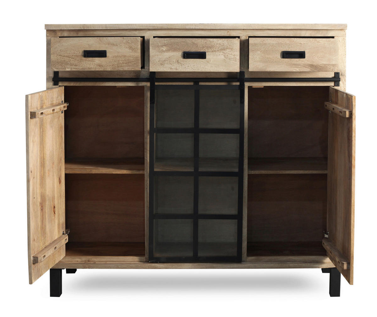 HIGHBOARD  148/135/42 cm 3 Schublade(n)  - Graubraun/Schwarz, LIFESTYLE, Glas/Holz (148/135/42cm) - Landscape