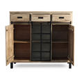 HIGHBOARD  148/135/42 cm 3 Schublade(n)  - Graubraun/Schwarz, LIFESTYLE, Glas/Holz (148/135/42cm) - Landscape