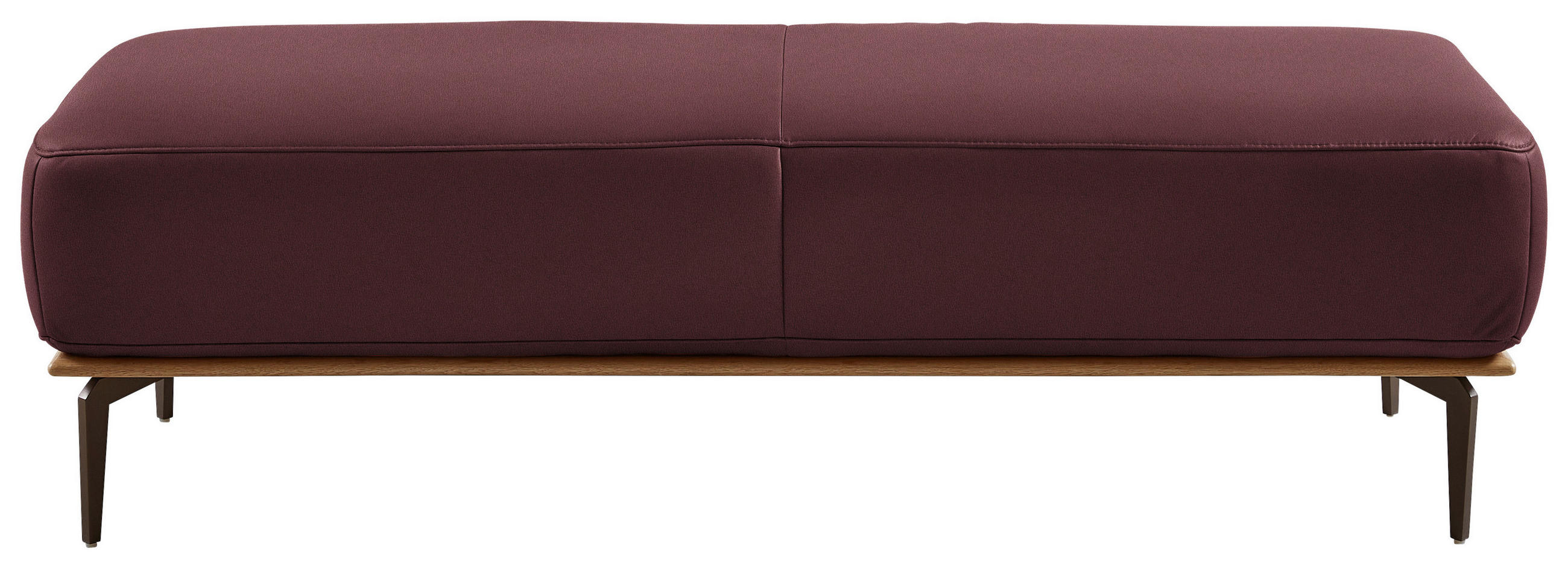 HOCKER in Holz, Leder Bordeaux  - Bordeaux/Bronzefarben, Design, Leder/Holz (151/44/61cm) - Valnatura