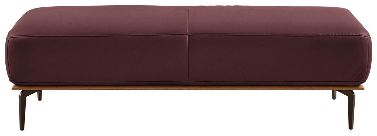HOCKER in Holz, Leder Bordeaux  - Bordeaux/Bronzefarben, Design, Leder/Holz (151/44/61cm) - Valnatura