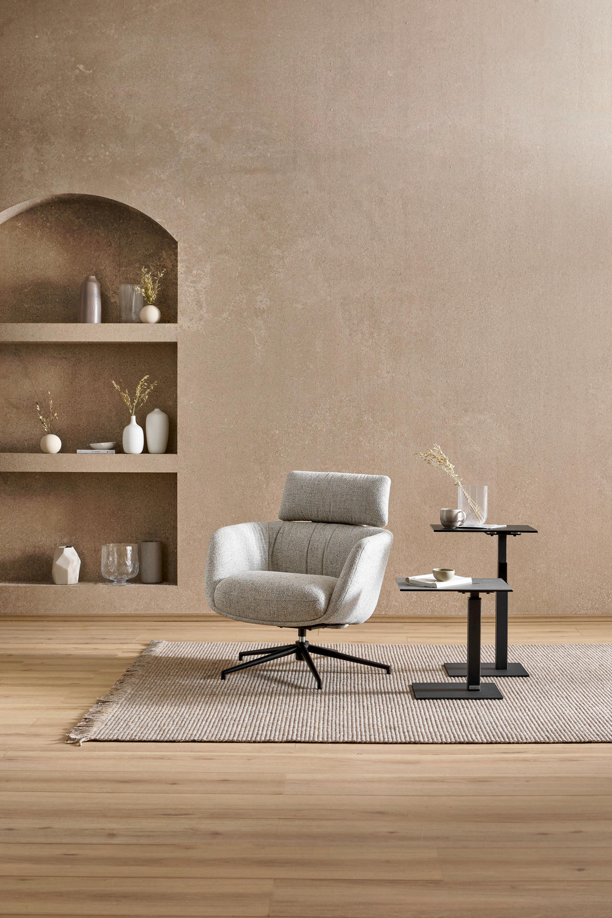 RELAXSESSEL Webstoff    - Beige/Schwarz, Design, Textil/Metall (73/86/83cm) - Dieter Knoll