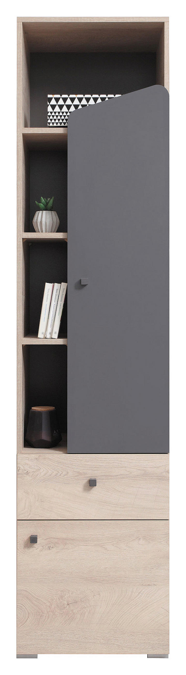 SKŘÍŇ, antracitová, barvy dubu, 45/190/40 cm - barvy dubu/antracitová, Design, kompozitní dřevo (45/190/40cm) - Cantus