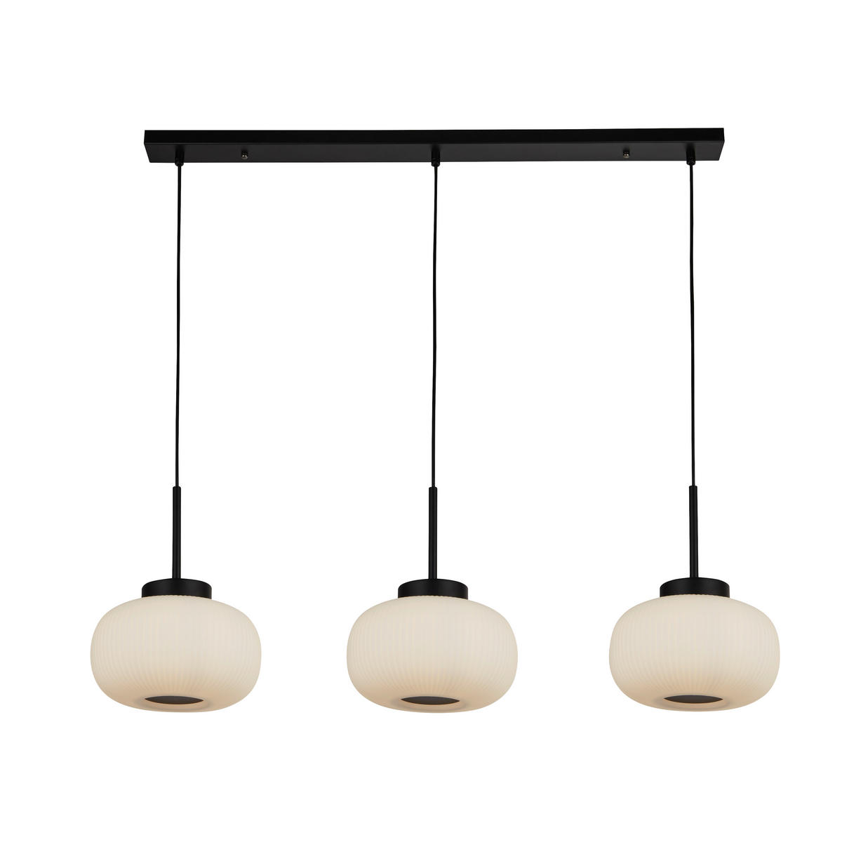 HÄNGELEUCHTE 104/130/24 cm  - Schwarz/Weiß, Design, Glas/Metall (104/130/24cm)