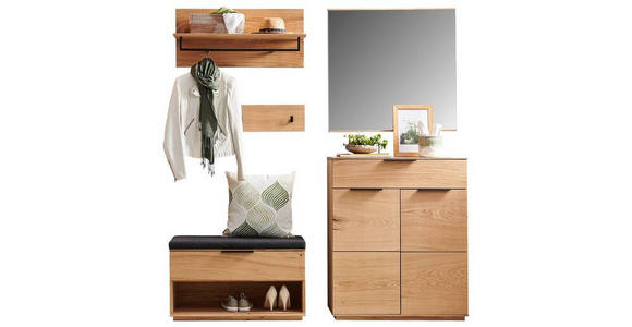 GARDEROBE 5-teilig in 190/202/38 cm - Eichefarben/Anthrazit, Natur, Holz/Textil (190/202/38cm) - Linea Natura