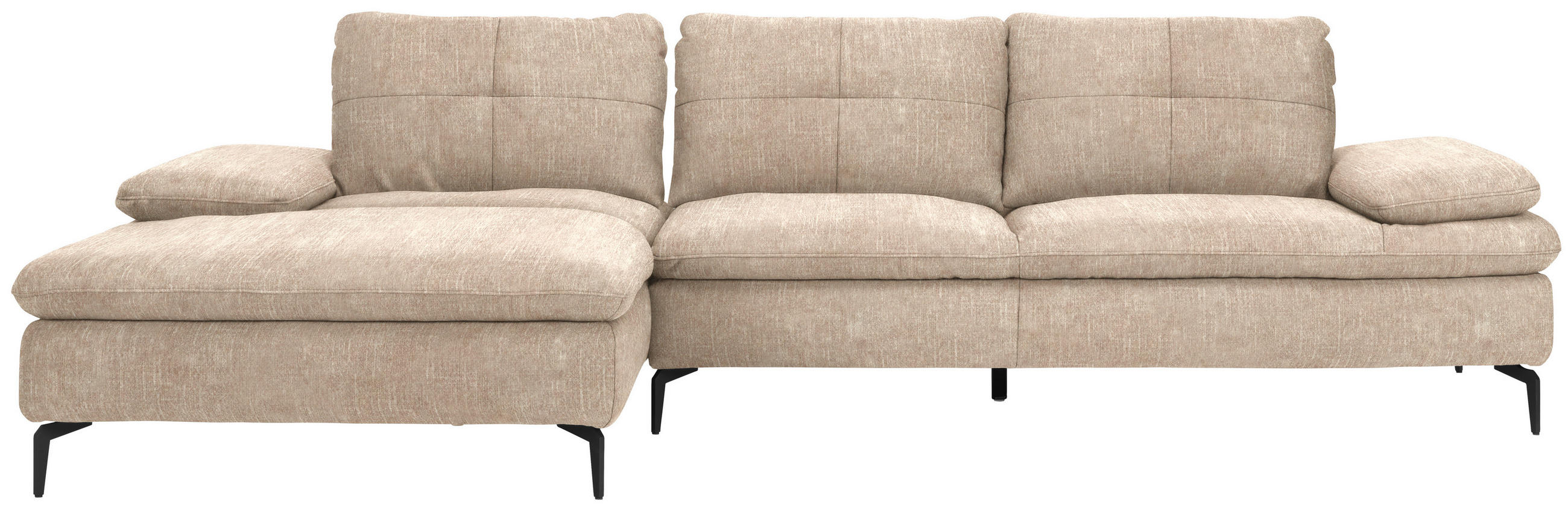 ECKSOFA in Velours Sandfarben  179/301 cm  - Sandfarben/Schwarz, Design, Textil/Metall (179/301cm) - Chilliano