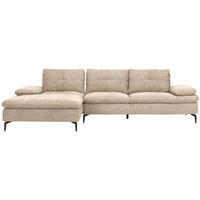 ECKSOFA in Velours Sandfarben  179/301 cm  - Sandfarben/Schwarz, Design, Textil/Metall (179/301cm) - Chilliano