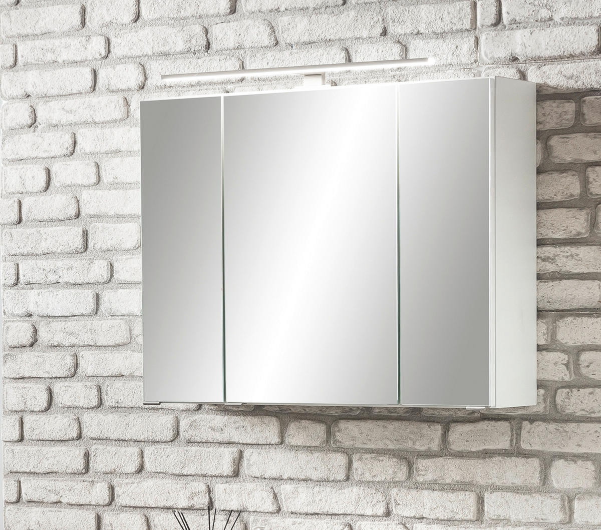 SPIEGELSCHRANK 80/64/20 cm  - Weiss/Alufarben, Konventionell, Glas/Holzwerkstoff (80/64/20cm) - Held