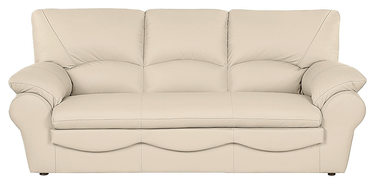 SCHLAFSOFA in Leder Beige  - Beige/Schwarz, Design, Leder/Kunststoff (205/92/85cm) - Livetastic