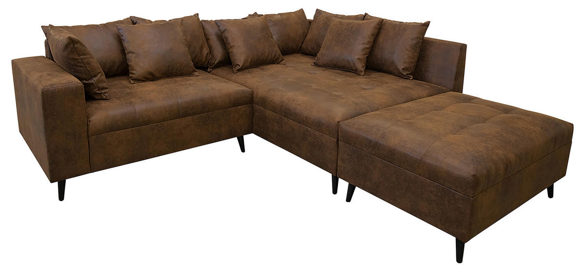 KUTNA GARNITURA tekstil  smeđa   - crna/smeđa, Design, tekstil/drvo (247/174cm) - MID.YOU