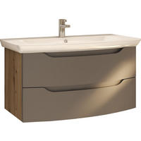 SKŘÍŇKA S UMYVADLEM, antracitová, barvy dubu, 90/50/51 cm - bílá/barvy dubu, Moderní, kompozitní dřevo/keramika (90/50/51cm) - Stylife