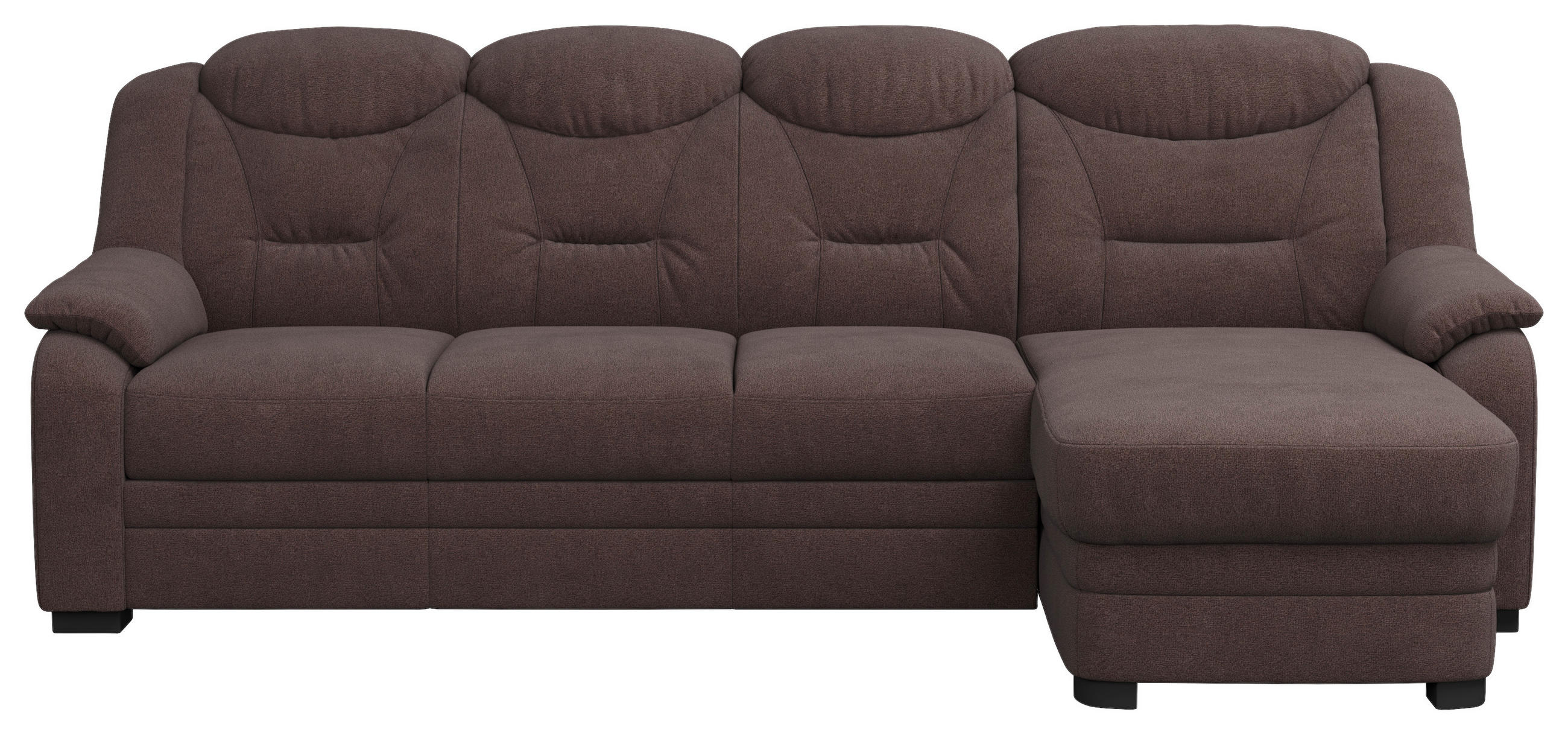 ECKSOFA Braun Chenille Rücken echt  - Schwarz/Braun, Basics, Kunststoff/Textil (257/162cm) - MID.YOU