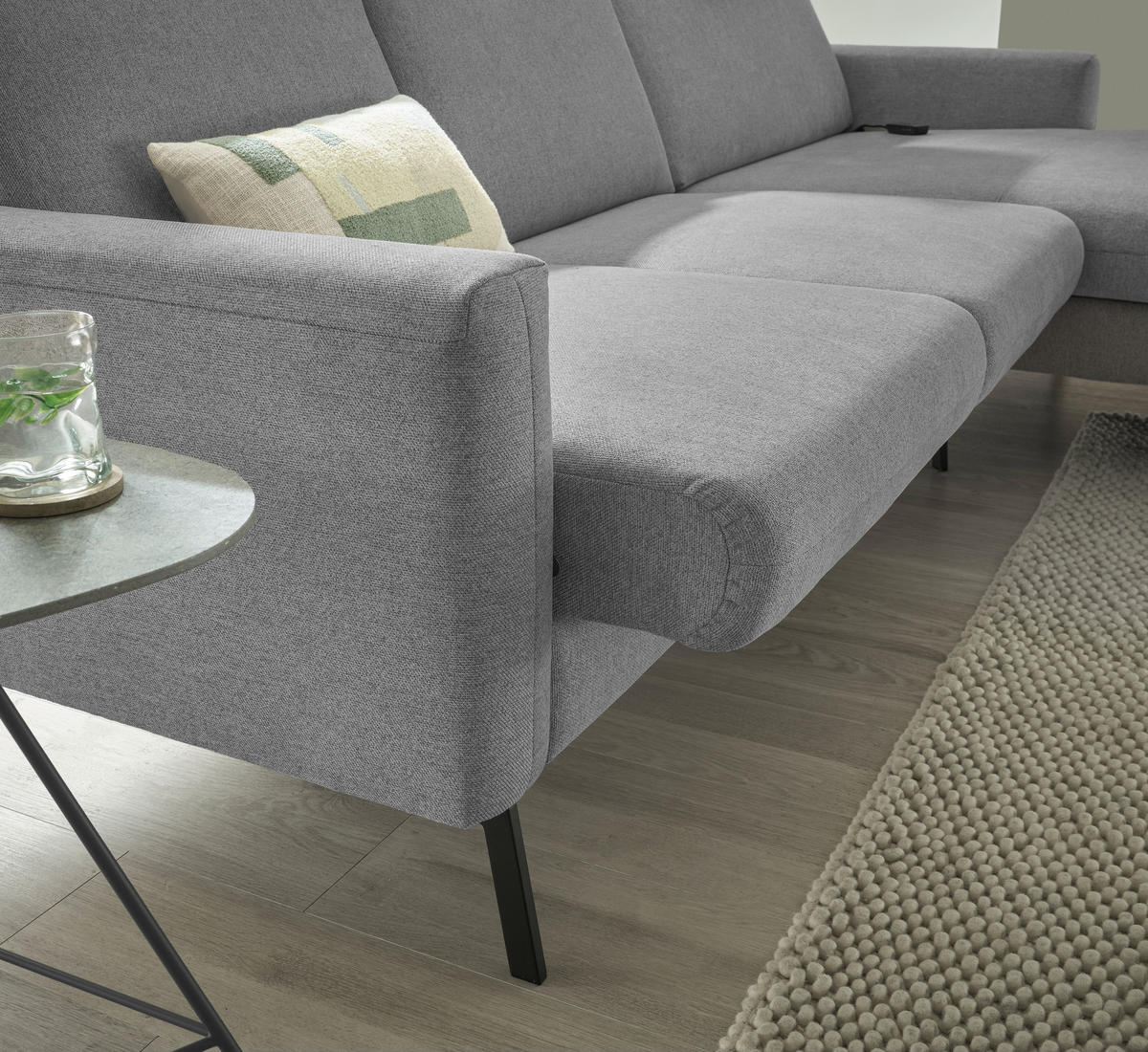 ECKSOFA Grau Flachgewebe  - Schwarz/Grau, Design, Textil/Metall (270/187cm) - Musterring