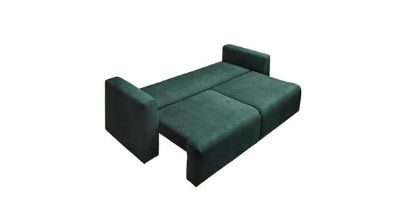 SCHLAFSOFA Cord Dunkelgrün Zierkissen, Rückenkissen, Bettkasten, Schlaffunktion, Rücken echt  - Dunkelgrün/Schwarz, Design, Kunststoff/Textil (250/92/105cm) - Carryhome