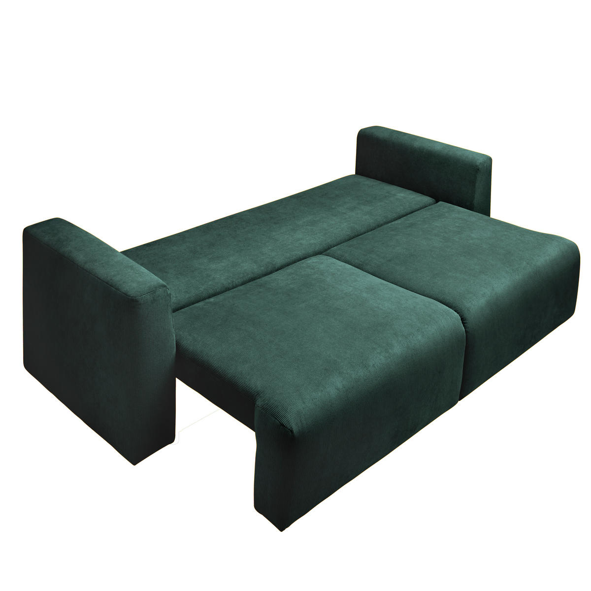 SCHLAFSOFA  mit Stoffauswahl, Schlafen auf Sitzhöhe, Rücken echt Cord Dunkelgrün  - Dunkelgrün/Schwarz, Design, Kunststoff/Textil (250/92/105cm) - Carryhome