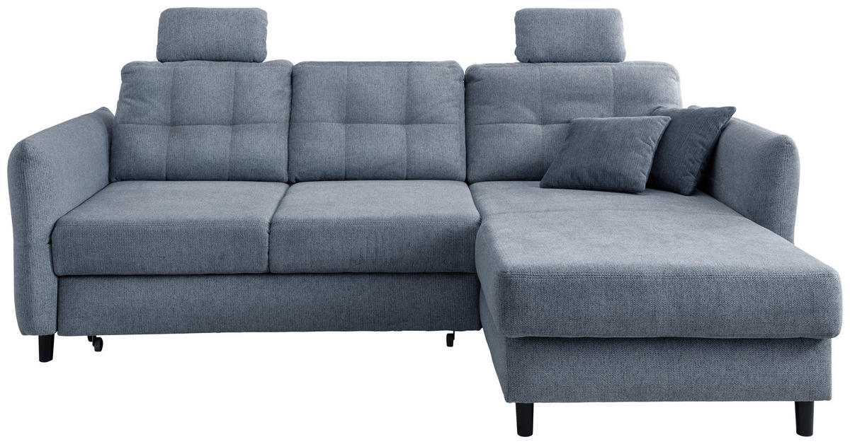 ECKSOFA in Chenille Hellblau  - Blau/Silberfarben, Modern, Holz/Textil (250-280/176cm) - Livetastic