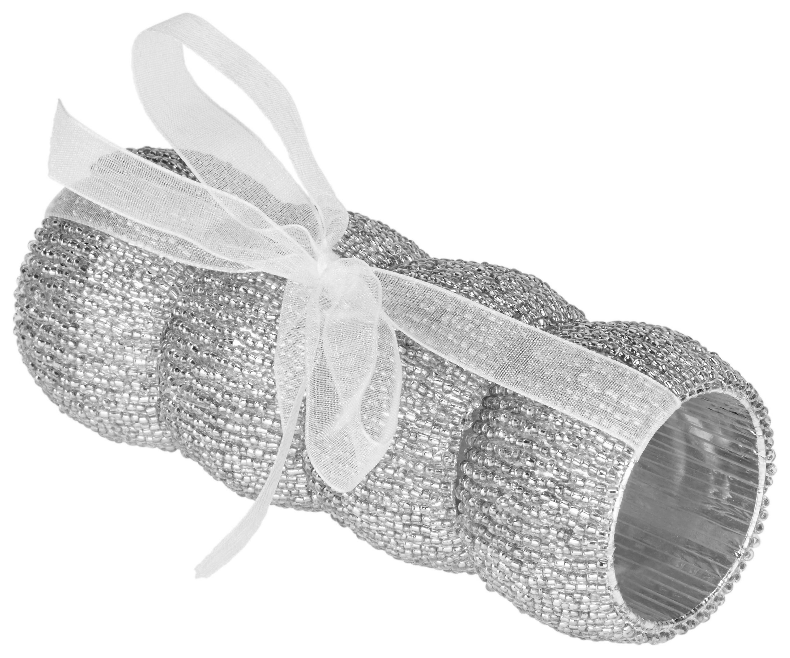 SADA KROUŽKŮ NA UBROUSKY - barvy stříbra, Konvenční, plast (5,5cm)
