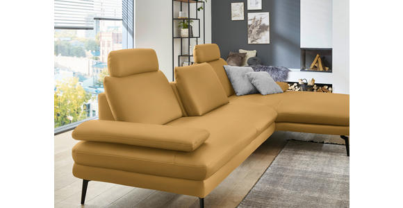 ECKSOFA in Echtleder Gelb  310/180 cm  - Gelb/Schwarz, Design, Leder/Metall (310/180cm) - Dieter Knoll
