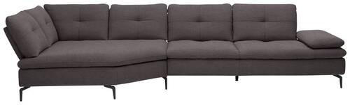 ECKSOFA in Flachgewebe Graphitfarben  - Schwarz/Graphitfarben, Design, Textil/Metall (157/344cm) - Chilliano