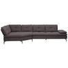 ECKSOFA in Flachgewebe Graphitfarben  157/344 cm  - Schwarz/Graphitfarben, Design, Textil/Metall (157/344cm) - Chilliano