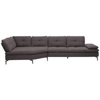 ECKSOFA in Flachgewebe Graphitfarben  157/344 cm  - Schwarz/Graphitfarben, Design, Textil/Metall (157/344cm) - Chilliano