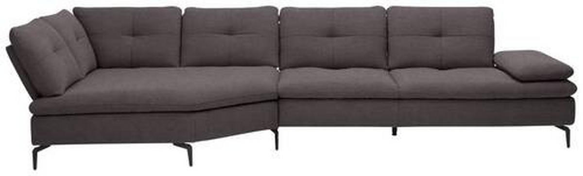 ECKSOFA in Flachgewebe Graphitfarben  157/344 cm  - Schwarz/Graphitfarben, Design, Textil/Metall (157/344cm) - Chilliano