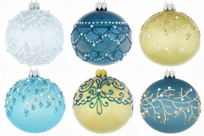 CHRISTBAUMKUGEL 10 cm Blue Ocean  - Blau/Pastellblau, LIFESTYLE, Glas/Metall (10cm) - X-Mas