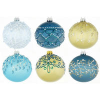 CHRISTBAUMKUGEL 10 cm Blue Ocean  - Blau/Pastellblau, LIFESTYLE, Glas/Metall (10cm) - X-Mas