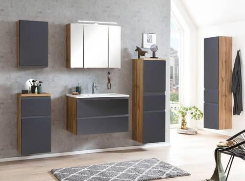 TVÄTTSTÄLL MED KOMMOD 80 cm - vit/ek Wotan, Modern, trämaterial/sten (80cm) - Held