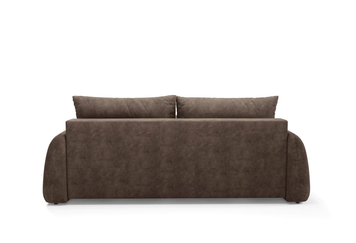 SCHLAFSOFA GERONIMO in Velours Braun  - Schwarz/Braun, Design, Kunststoff/Textil (252/93/167cm) - Livetastic