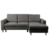 ECKSOFA in Struktur Dunkelbraun  - Dunkelbraun/Schwarz, Modern, Holz/Kunststoff (230/145cm) - MID.YOU