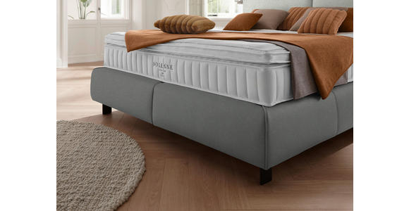 BOXSPRINGBETT 180/200 cm  in Grau, Hellgrau  - Hellgrau/Schwarz, Design, Textil/Metall (180/200cm) - Johann Jakob