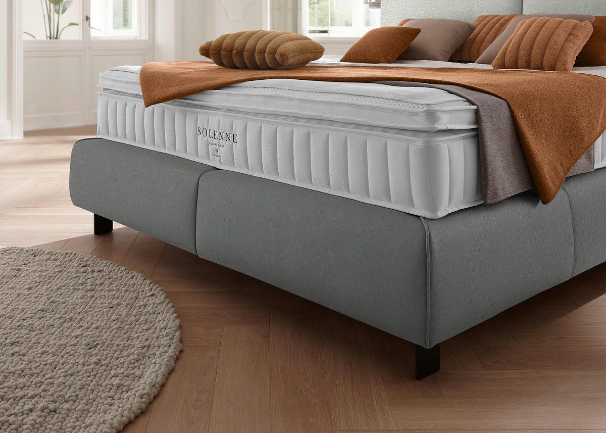 BOXSPRINGBETT 180/200 cm  in Grau, Hellgrau  - Hellgrau/Schwarz, Design, Textil/Metall (180/200cm) - Johann Jakob