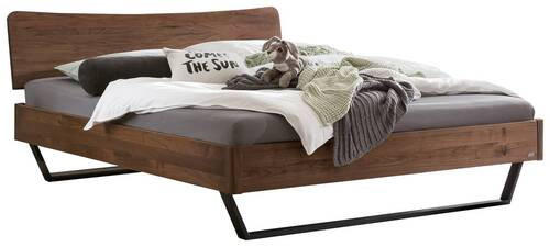BETT 140/200 cm  in Anthrazit, Nussbaumfarben   - Anthrazit/Nussbaumfarben, Modern, Holz/Metall (140/200cm) - Hasena