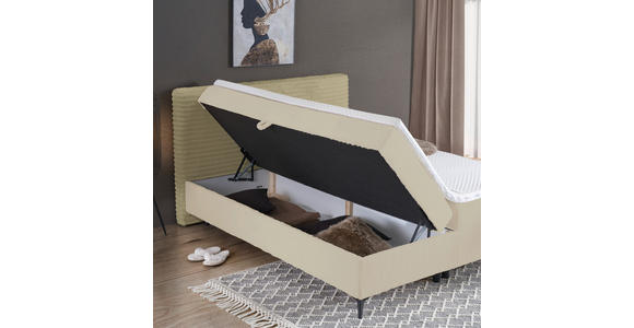 BOXBETT 160/200 cm in Creme - Creme/Schwarz, Design, Holz/Holzwerkstoff (160/200cm) - Xora