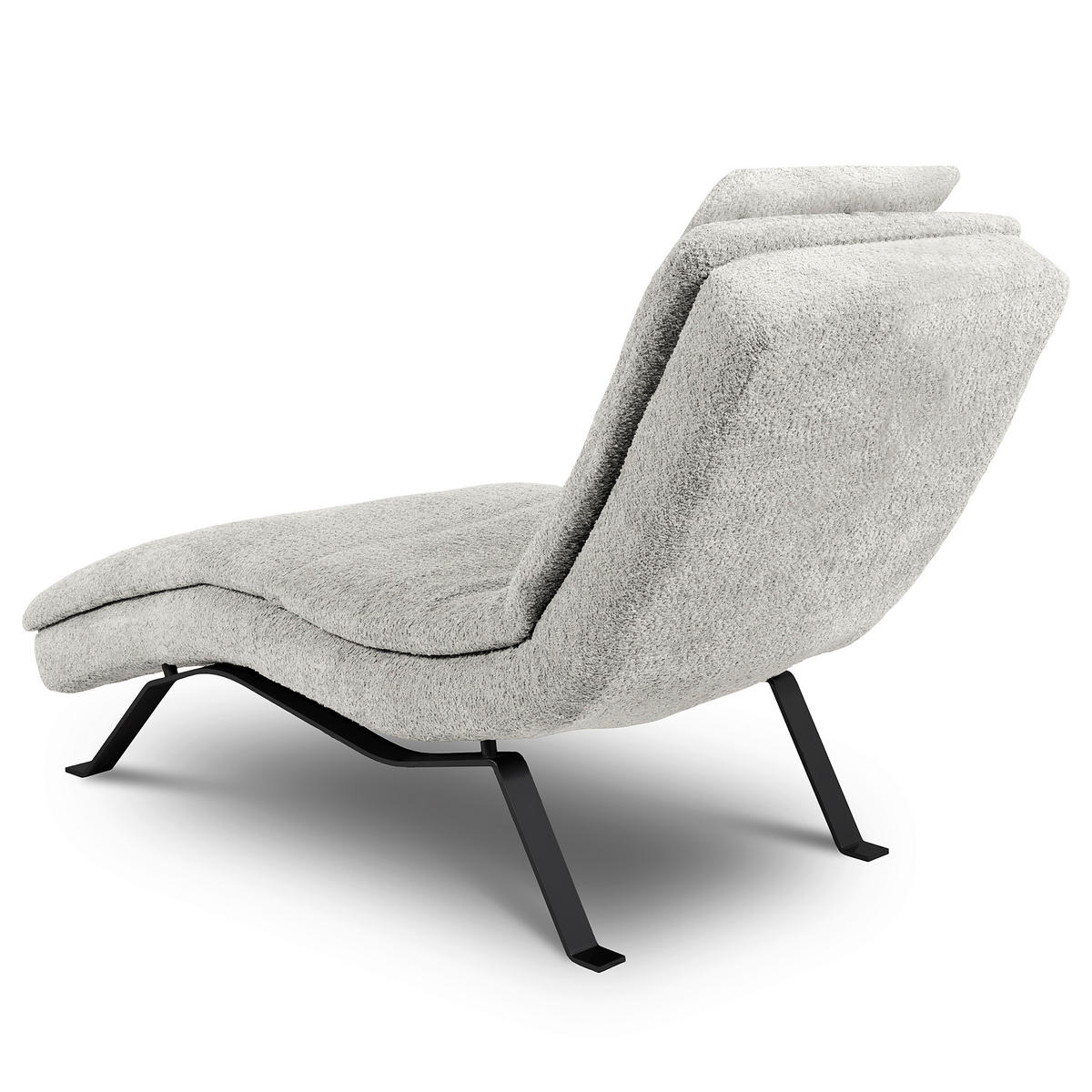 RELAXLIEGE Echtleder Hellgrau  - Hellgrau/Schwarz, Design, Leder/Metall (65/95/171cm) - Celina Home